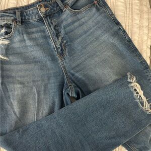 American Eagle Outfitters High-Rise Distressed Blue Jeans